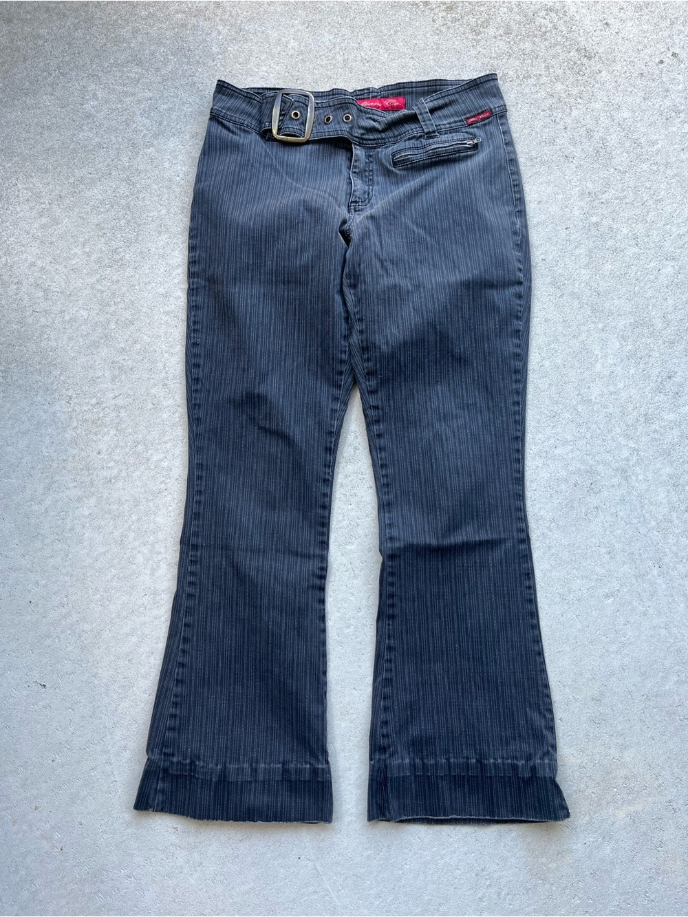 Women’s Pinstripe Flare Jeans in Dark Navy by
